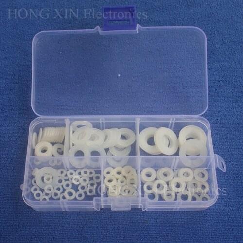 150pcs White Nylon Washer Plastic Washer RingFastener M3/M4/M5/M6/M8/M10 Assortment kit O Ring Sicilone Gasket Washer