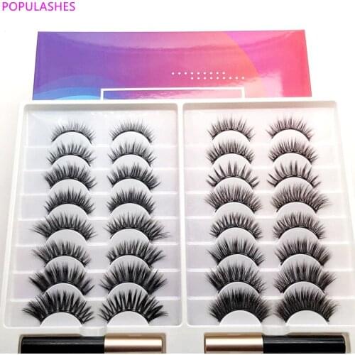 16 Pairs 5 Magnet Mink Eyelashes Mix Kit and Tweezers 2 Bottles of Waterproof Eyeliner 3d False Eye Lash Extensions Many Style