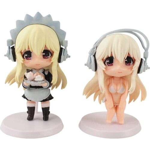 2pcs/Set 9-10cm Anime Super Sonico the Animation Cute Ver. PVC Acton Figure Collection Cartoon Mini Model Toys Dolls Brinquedos