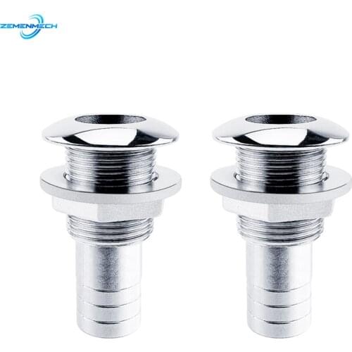 2PCS Marine Hardware 316 Stainless Steel Thru Hull Plumbing Fitting Outlet Drain Joint For 3/4" or 1" Hose Boat Accessories