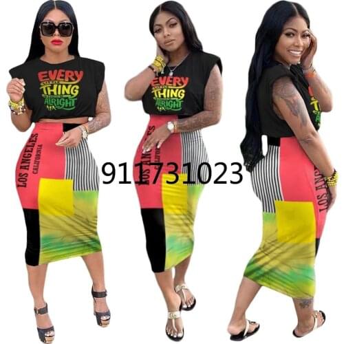 2021 African Dashiki dresses New Fashion Party Famous sexy Design tops+skirts 2pcs/set For Lady