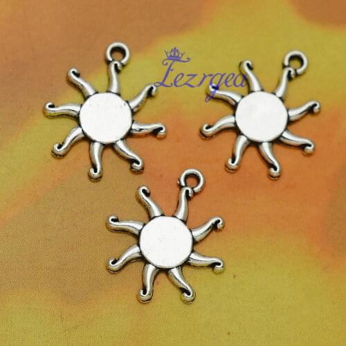 30pcs/lot--17mm, Antique silver plated sun charms ,DIY supplies, Jewelry accessories
