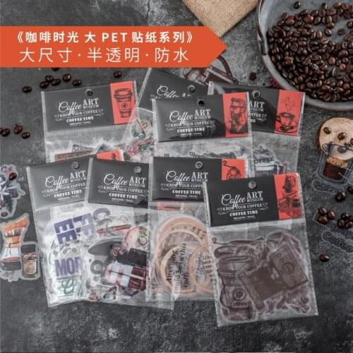 30pcs/pack Vintage coffee plant PET Transparent sticker package DIY diary Bullet Journal decoration sticker album scrapbooking