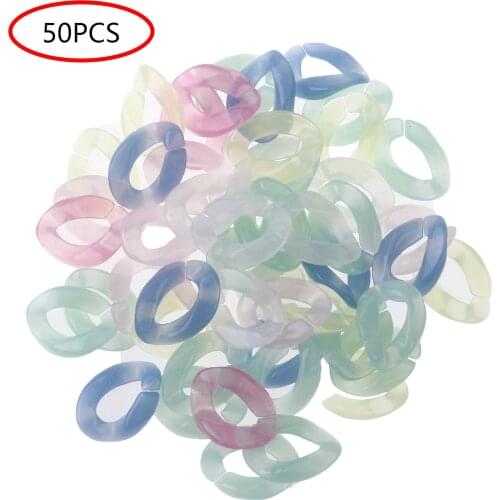 50Pcs Candy Color Acrylic Twisted Chain Buckles DIY Jewelry Pendant Handbag Key Strap Necklace Accessories