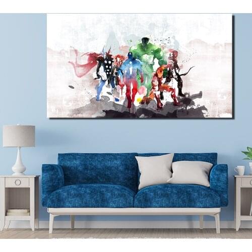 Abstract Marvel Avengers Captain America Iron Man Hulk Watercolor Art Canvas Poster Print Mural Living Room Bedroom Decoration