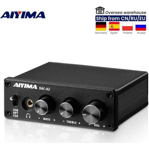 AIYIMA A2 Mini Stereo USB Gaming DAC Decoder Headphone Amplifier Audio Converter Adapter for Home Desktop Powered Active Speaker