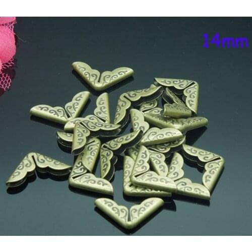 500Pcs Antique Bronze Book Corner Protectors 14mm*14mm*2.8mm Flower Pattern Scrapbooking Albums Wholesale