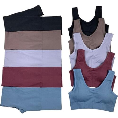 Seamless Yoga Suit Womens Padded Push Up Sports Bra Underwear Hip Lifting High Waist Tights Fitness Leggings Set