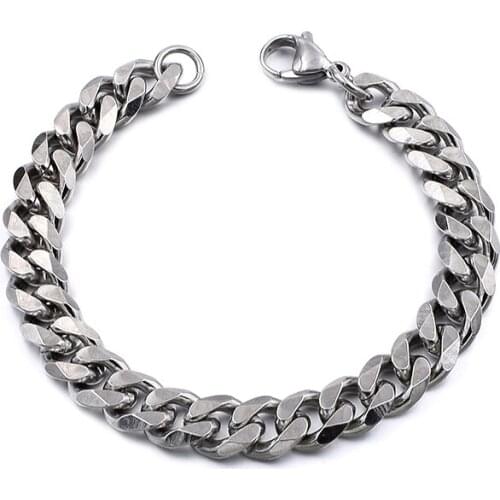 Bracelet for Men Women Curb Cuban Link Chain Stainless Steel Mens Womens Cool Chain Silver Color 3mm/5mm/7mm/9mm