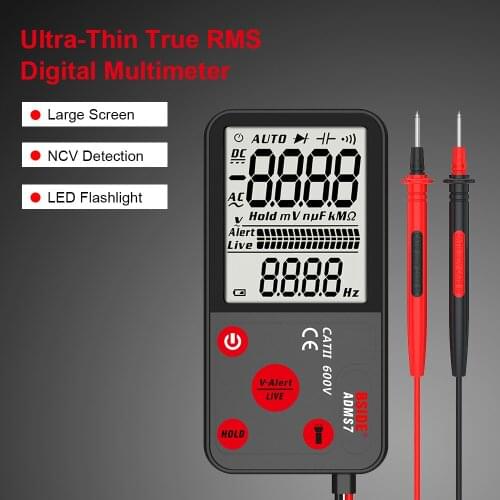Digital Multimeter True RMS Ultra-Thin Large Screen Voltage Tester 9999 Counts Multimeter NCV Resistance Frequency Continuity