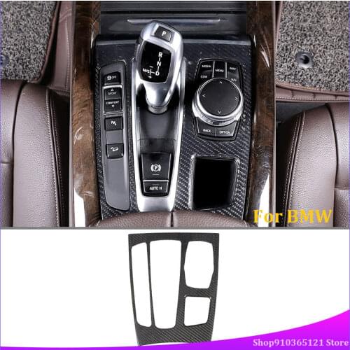 For BMW X5 X6 F15 F16 2014-2018 Real Carbon Fiber Interior Center Gear Shift Panel Cover Frame Trim For Left Hand Drive