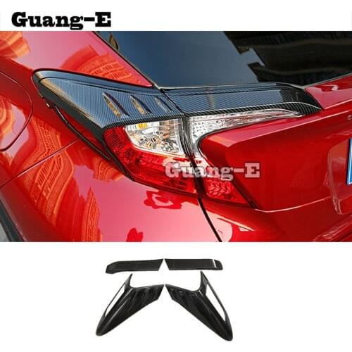 For Toyota C-Hr Chr 2017 2018 2019 2020 2021 Car Abs Chrome/Carbon Cover Trim Back Rear Tail Light Lamp Frame Stick Part 4pcs