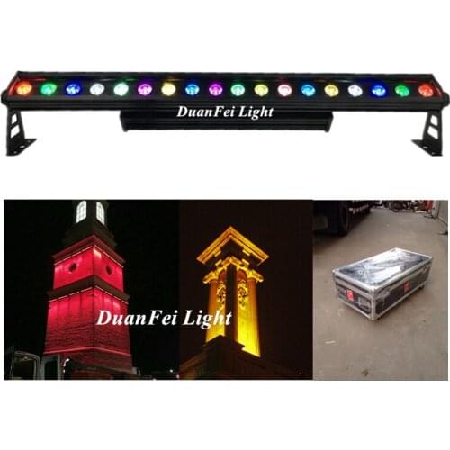 Flycase) 8lot waterproof dmx rgbwa uv led wall washer Stage 18x18w 6 in1 wash led pixel dj bar for Party Lights Outdoor