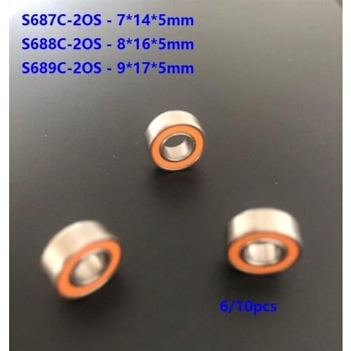 6/10pcs S687C-2OS S688C-2OS S689C-2OS ABEC-7 Stainless Steel hybrid Si3N4 ceramic ball bearings fishing reel