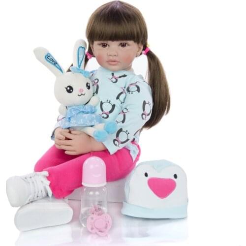 KEIUMI 24 Inch Reborn Baby Girl Doll 60 cm Soft Vinyl Cloth Body Princess Doll Lifelike Boneca bebes Reborn Kids Best Playmate