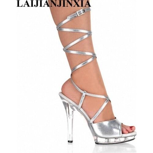 LAIJIANJINXIA Fashion Grid 13 cm Super High Shoes Thick Shoes Model Shows High Heels Sandals Magazine Show Womens Shoes N-003