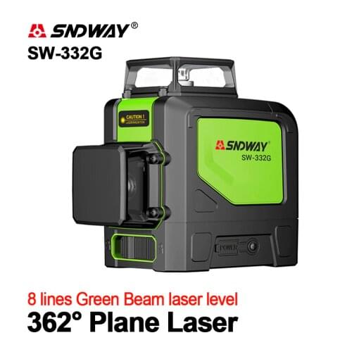 SNDWAY Laser Levels Green Laser Level 360 3D Self Leveling Vertical Horizontal Rotary Outdoor Lasers 8 lines SW-332 Lasers Level