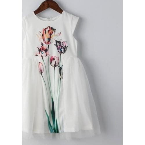 3-10 Years Girls Summer Dress Flower Embroidery Girls Princess Dress Kids Party Dresses For Girls Children Print Dresses