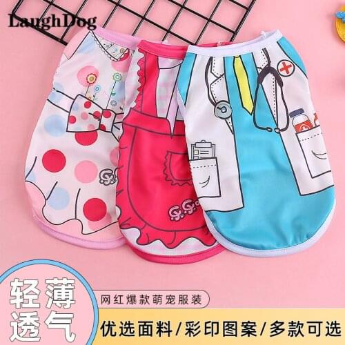 Summer Dog Clothes Cartoon Printing Vest Thin Cool Dog Vest Dogs Clothing Cute Chihuahua Tshirt For Small Cats Dogs Clothes Pug