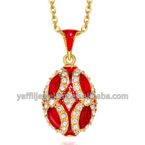 Hottest Jewelry Brass Enamel HandMade 8 designs Vintage Egg Pendant Charm Crystal Rhinestone Necklace Gift To Women 2019 New
