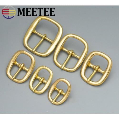 Meetee 1pc/2pcs 16-38mm Pure Brass Belt Buckles Oval Copper Pin Buckle Head DIY Bags Strap Adjust Decor Clasp Accessories YK091