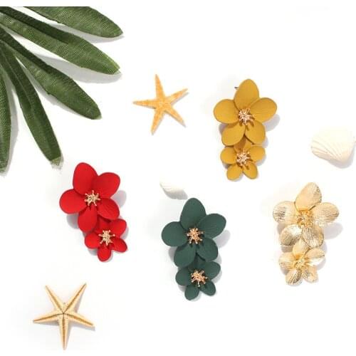 Metal Flower Drop Earrings Summer Beach Party Metal Statement Earring for Woman Small Fresh Fashion Jewelry Girl Gift