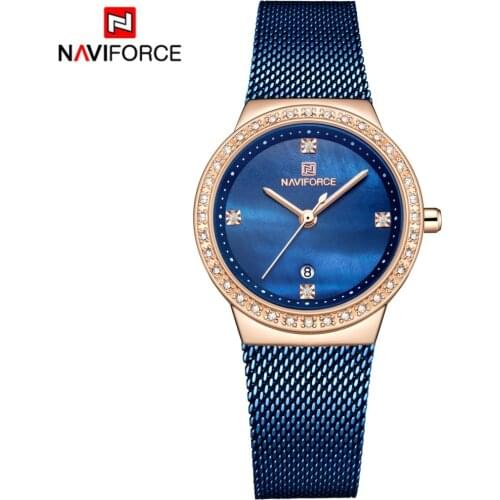 NAVIFORCE Fashion Brand Female Quartz Watch Stainless Steel Mesh Belts Elegant Ladies Watches Creative Luxury Dial Reloj Mujer