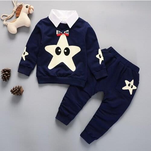 Fashion Children Baby Boys girls Long-sleeve Sweatershirt + Pants Two Sets Pentagram Sweater Suits Cartoon Pentagram clothing