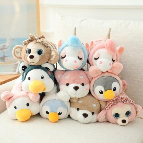 Cartoon Messenger Bag Kawaii Unicorn Penguin Dog Duck Plush Handbag Fashion Casual Shoulder Bags Cute Gift for Children Girls