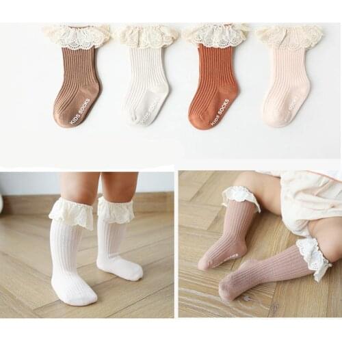 3 Pairs/lot Autumn New Baby Socks Kids Cute Lace Socks Newborn Baby Girl Socks Cotton Princess Girls Non-slip Socks L205