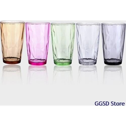 500ml Colorful Diamond Acrylic Drinking Cups for Drinking Tea Water Mug Milk Juice Glass Cup Wine Glasses Kitchen Bar Drinkware