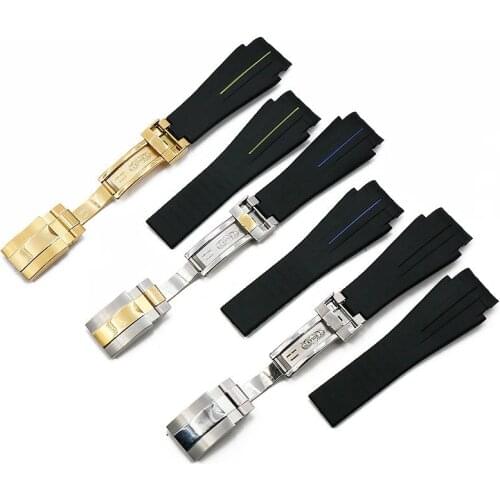 Rubber strap mens watch accessories folding buckle for Rolex GMT ghost king Deepsea sports waterproof silicone strap women band