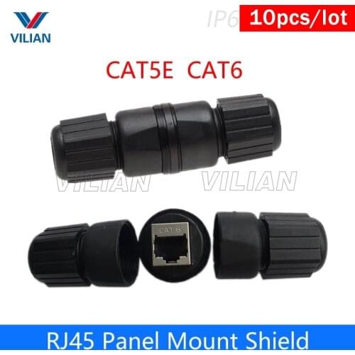 Metal Shielding CAT5E CAT6 Outdoor RJ45 Panel Mount LAN Connector Ethernet Network Cable Extension Adapter waterproof 8P8C 10
