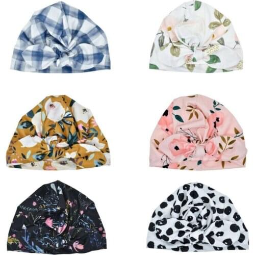 Infant Baby Beanie Hat Floral Print Turban Cap Knot Newborn Girls Toddler Kids Head Wrap Cute Lovely Gifts Accessories New