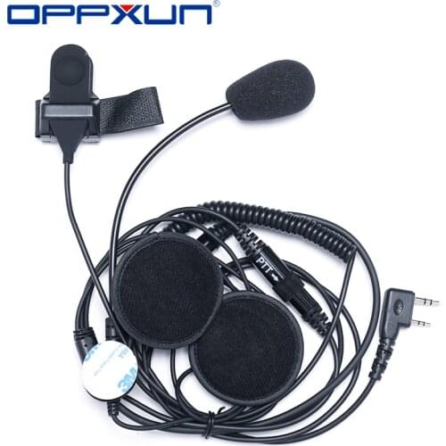 Helmet Headset 2 Pin PTT Motorcycle Headphone For Walkie Talkie Kenwood Baofeng Puxing Ham Radio Two Way Radio