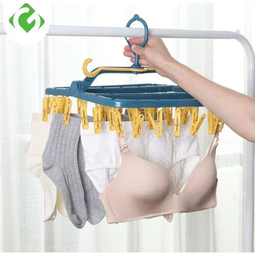32 Clip Folding Drying Rack Underwear Socks Clip Multi-functional Clothes Rack Plastic Portable Cloth Drying Rack