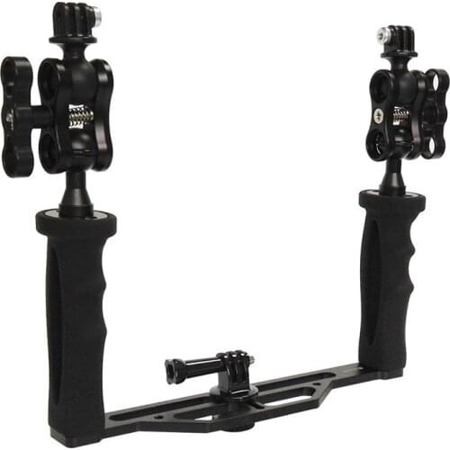 Sports Action Cameras Dual Handheld Grip Stabilizer Diving Tray Ball Head Mount Kit for GoPro Hero 6 5 4 Session Xiaoyi SJCAM