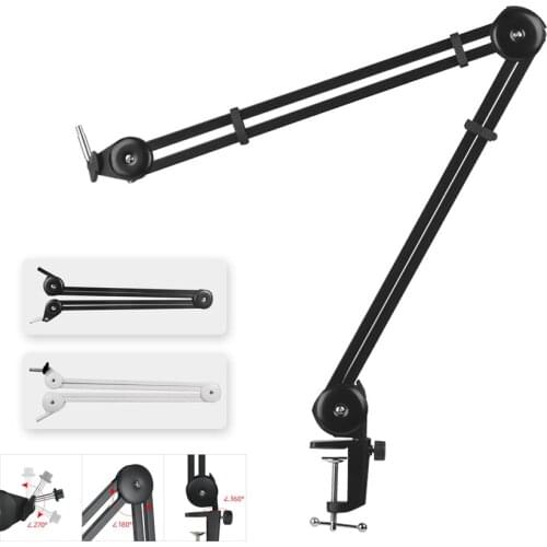 Microphone Boom Arm Stand Heavy Duty Cantilever Bracket Tripod Adjustable Scissor Spring Built-in Mic Stand for Live Studio