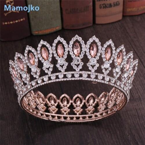 Mamojko Vintage Crystal Bridal Queen Crown Wedding Pageant Baroque Tiaras and Crowns for Bride Headpiece Women Hair Jewelry