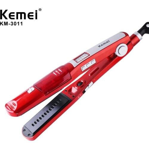 Kemei KM-3011 Steam Hair Straightener Professional Hair Style Portable Wet and Dry Ceramic Hair Straightener Iron Styling Tool
