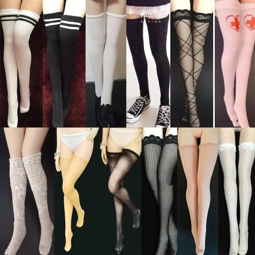In Stock 1/6 Female Soldier High Elastic Stockings Cute Student Socks Stockings Accessories Pantyhose for 12 inches Woman Body