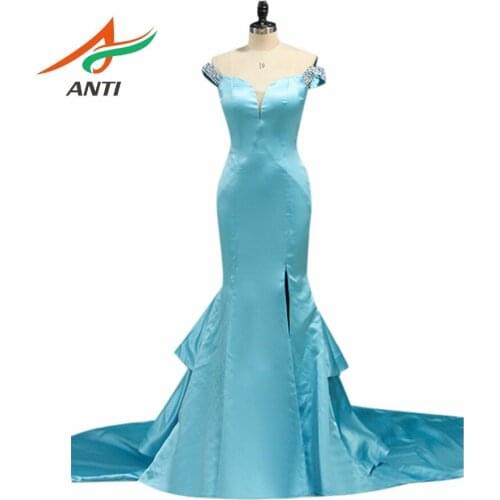 ANTI Elegant Tiered Prom Dresses Vestido Baile Longo 2019 Beaded Crystals Vestidos De Festa Formature Mermaid Party Gowns ZGL168