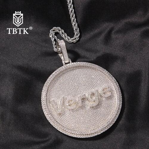 TBTK Iced Out Round Custom Any Font Letter/Logo/Symbol Pendant Necklace Paved Cubic Zircon Men Women Rapper Style Hiphop Jewelry