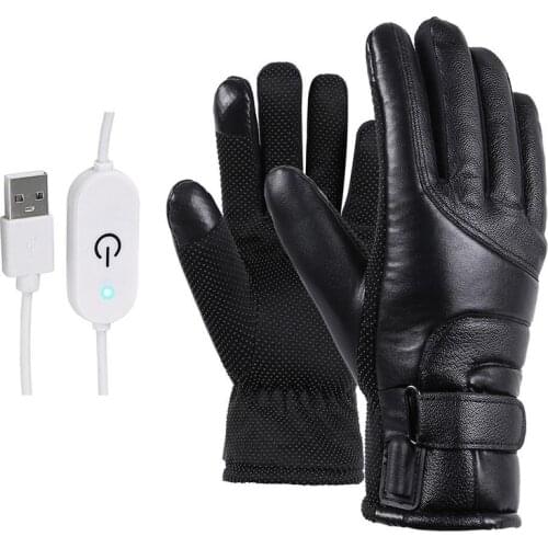 Winter Electric Heated Gloves Windproof Cycling Warm Heating Touch Screen Skiing Gloves USB Powered For Men Women