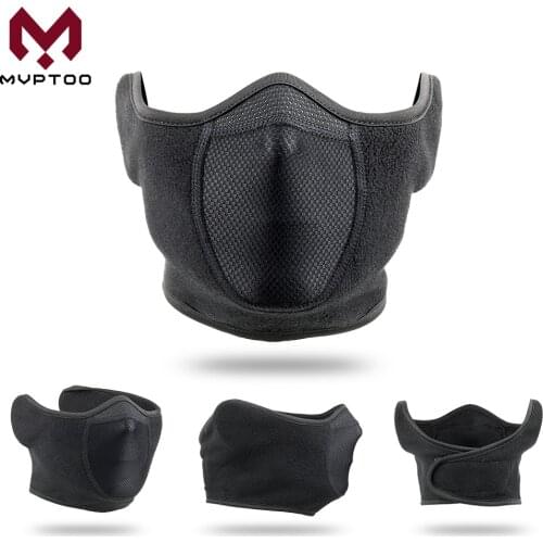 Winter Balaclava Fleece Warmer Motorcycle Face Mask Breathable Half Ski Mask Scarf Motorbike Cycling Bicycle Biker Bandana Cover