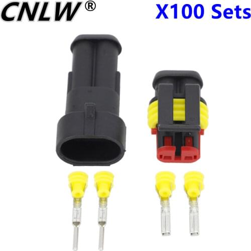 100 Sets 2 Pin AMP 1.5 Connectors,Waterproof Electrical Wire Connector DJ7021-1.5 Car part,20-16AWG Automobile