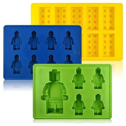 150pcs/50sets Cocktails Silicone Ice Mold 3pcs/Set Ice Cube Tray Robot Blocks Chocolate Fondant Mould DIY Bar Party Dessert Tool