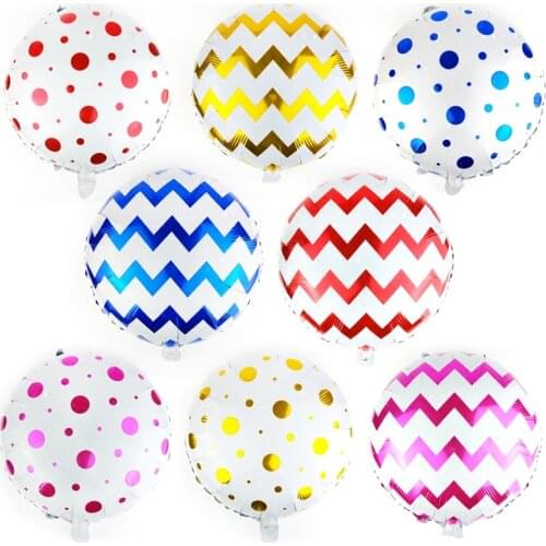 18 Inch Dot Printed Aluminium Foil Ballons 1pc Ripple Pattern Happy Birthday Balloon Globos De Baby Shower Balloons