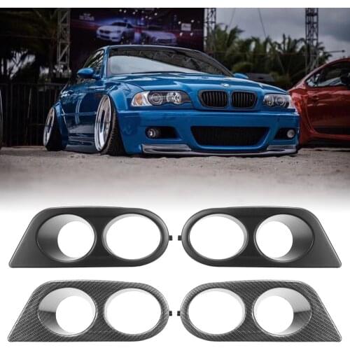 2PCS Black Carbon Fiber Look Fog Light Cover Grille Surround Air Duct For BMW E46 M3 2001-2006 Car Accessories 2 Door