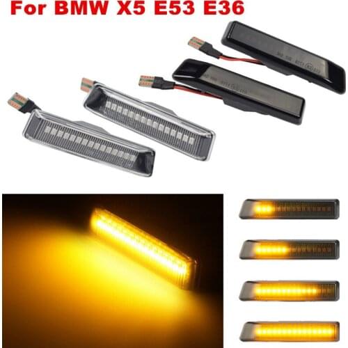 2Pcs Dynamic Led Side Marker Flowing Turn Signal Light Indicator Blinker Lamps 63132492179 63137164491 For BMW X5 E53 E36